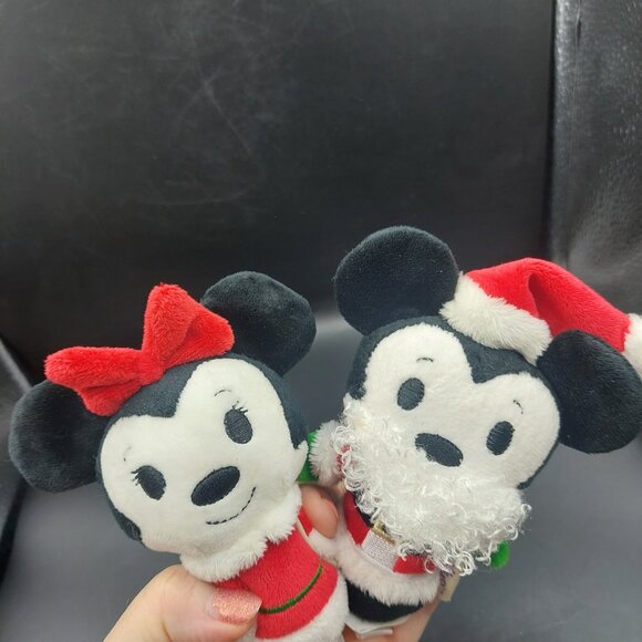 Hallmark Itty Bittys Disney Santa Mickey & Minnie Mouse Christmas Plush EUC - Picture 2 of 6